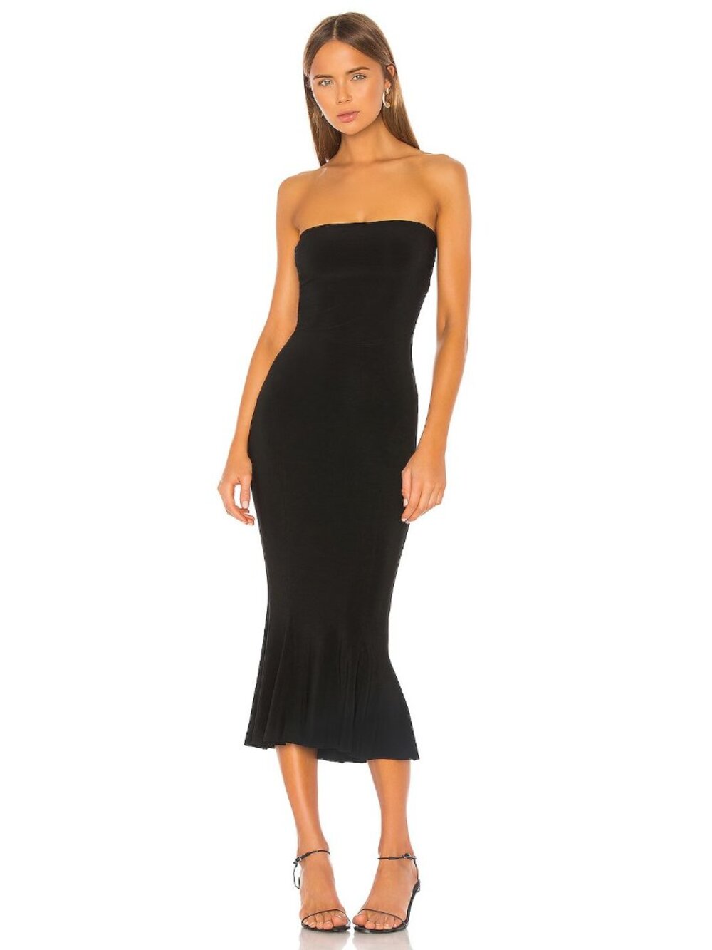 Norma Kamali Strapless Fishtail Dress in Black